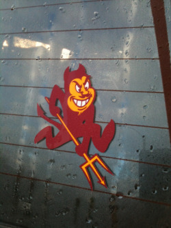 bikesncruisers:  Classic Sparky! Say no to the fork, trident, or thingy majig on the football helmets and sports uniforms. Go Sun Devils!