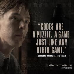  The Imitation Game @ImitationGame · Sep 20 His mind is the key. See #BenedictCumberbatch as Alan Turing in The #ImitationGame this November.  