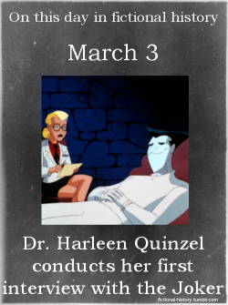 fictional-history:  &ldquo;Dr. Harleen Quinzel conducts her first interview with the Joker.&quot; (Source)
