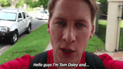 365daysinalife:  Dustin Lance Black: “Hello guys I’m Tom Daley and…Nope that’s not how he does it. I’m going to do my best to talk to myself the way he does whenever we’re together. It’s a lonely experience. Although, you Mr. lens are