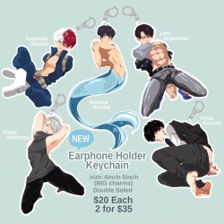 yuilien:Fan service earphone holder charms!!!!!! Clear acrylic, Double sided, 4in-5in REALLY REALLY BIG CHARMS for wrapping your earphones!! 😂✨ New merch I made for AX! Going to be selling at artist alley on table G37 w Azu!! Hope you can come visit