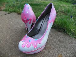 my cake shoes that I painted with a mixture of craft paint, puffy paint, and pearlescent powders.