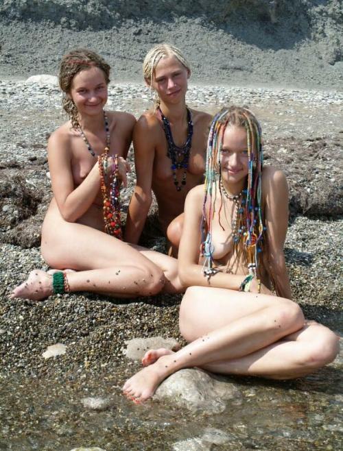 Young girl family nudists