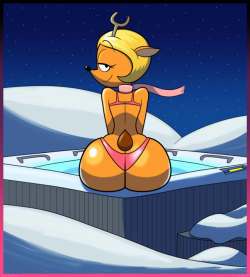grimphantom2: darkmoontoons:  [Commission] Hot Winter   Thaaaat’s right! Time for another commission! This one’s for @neothesilver, who wanted me to draw this bootyful reindeer gal from an animated short called Periwinkle Around the World, sitting