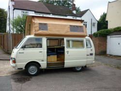 jayjab:  I was looking up pictures for reference of people who’ve converted their vans in to living spaces for ideas about Flint, and man, I had no idea you could fit a decent amount of luxury in such a small space…From here and here