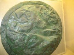 coolartefact:  Bronze Spartan shield from battle of Pylos in 425 BC. Source: https://imgur.com/4HyNR2I