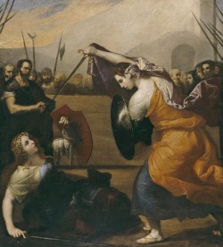 José de Ribera (also known as Jusepe; Jàtiva 1591 - Napoli 1652); The Duel between Women or The Duel of Isabella de Carazzi and Diambra de Pettinella, 1636; oil on canvas, 235 x 212 cm; Museo del Prado, Madrid