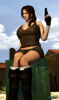 deadboltreturns:  Rinox got the idea of wanting to cosplay as Lara Croft from Tomb Raider Underworld. What she has done now is just a prototype. She hadnâ€™t gotten her holsters done in time yet. Click Picture for Full Resolution Note: So, if I were to