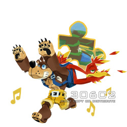bristlebrush:  I actually had no idea the past May 31 was the 15th anniversary of Banjo-Kazooie when I was working on this one. Brought me a lot of nostalgia drawing them because i used to draw them a lot when I was a kid. Such awesome characters/game. ;