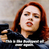 aprilsludgate:get to know me meme: [1/7] favourite female characters: natasha romanoff“there are wolves, they would say. and there are stories about wolves and girls. girls in red. all alone in the woods. about to get eaten up.  wolves and girls. both