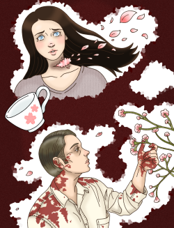 teddybear-93:  Hannibal— Cherry Blossoms by Teddybear-93 My third and final submission to the Kabuki Hannibal art book. None of my submissions were chosen for the book unfortunately but I’m still really proud of this piece in particular ^^ 