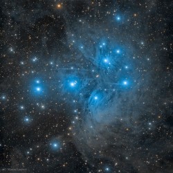 M45: The Pleiades Star Cluster #nasa #apod #m45 #pleiades #star #cluster #sevensisters #constellation #bull #taurus #dust #universe #galaxy #milkyway #stars #science #space #astronomy