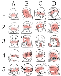 deeppink-man:   I love the expressions when people fall in love. So, I’ve studied a blushing face for a long time. Someone want to see a happy one, so i made happy one better than others. Enjoy the meme! 
