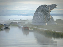 scotianostra:  Kelpies in the mist by kenny barker on Flickr.