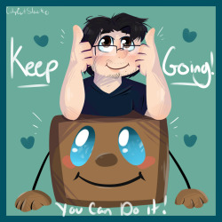 citycatslack:  I’ve been seeing a lot of others sad lately, a lot of them being Markiplites  So have a mini Mark on a regular sized Tiny Box Tim, giving you a thumbs up knowing you’ve made it this far and knows you can do anything. We all believe