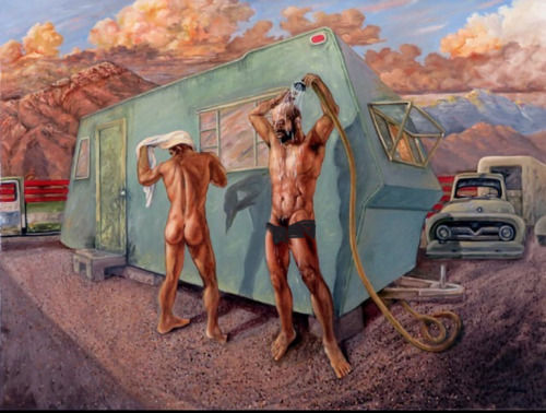 alanspazzaliartist:  Steve with His Trailer’ by Delmas Howe, 2018 (oil on canvas)(censored for TUMBLR)