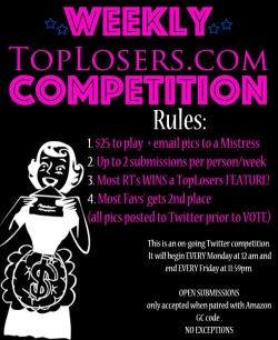 misstaphophile:  REBLOG THIS! help spread the word: www.toplosers.com is having a WEEKLY COMPETITION to find the “loser of the week”  All sissies, pencil dicks, losers, slaves, and cumstains are ENCOURAGED to submit photos!  Winner gets a FEATURE