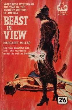 Beast In View, by Margaret Millar (Corgi, 1960). Cover art by Mitchell Hooks.From Ebay.