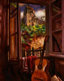 thatwarmsyouinside:   Interior With A Guitar Artist: Henri Le Fauconnier Style: Post-Impressionism Genre: interior