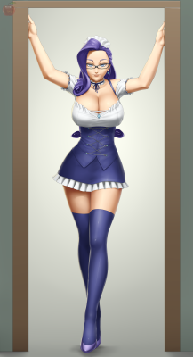 lvlthesentry:  Commissioned by Rassilon001, and this is humanized Rarity, in a maid/waitress/whatever outfit.Besides the breast size, this is my headcanon. Her legs are meant to be a counterpoint to AJ’s.