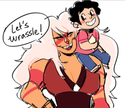 greerby:someone in the tag (I CANT FIND THE POST NOW!!! NYARGH!!) said reverse au where steven is yellow diamond’s son and this trio gets roped into raising him instead and I SCREAMED
