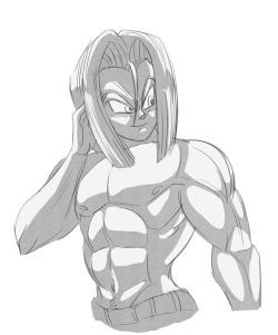   Anonymous said to funsexydragonball: The way you draw Boxer is super hot. Have you ever tried to draw a shirtless Future Trunks? Maybe when he had long hair from the cell saga?  