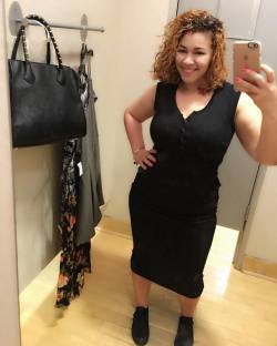 fittingroomselfie:  Canâ€™t go in a fitting room and not take a pic ðŸ“¸ðŸ“¸#fittingroom #fittingroomselfie #lilblackdress #nosuchthingastoomany #shopping #mall #curlyhair by @ohh_lala__