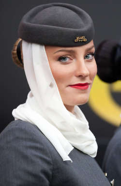 Beautiful Etihad flight attendant
