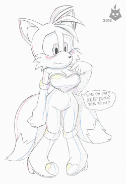 kirumokat:Oh, those fans!  Lights were out today, and I had nothing to do again. Until I took my pencil and remembered that SA2 mod that replaced Tails’ body with Rouge’s. Not to say I was also going to do anything lewd with the result right away,