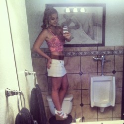 ipstanding:  Love rocking my heels…#Graduation #Skirt #HighHeels #Wedges #LoveThem #OutfitForTonight #SteppinOut #Urinal #Bathroom #MirrorPic #Style #instagram #iphonsia  #picoftheday by malorie_rae17 http://bit.ly/122LaNK