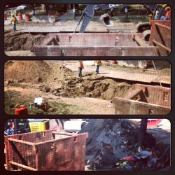 Sewer work in front of my building. #loud #allday #mycity #bigasshole #instacollage