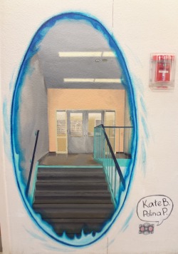 a-closed-casket:  Me and my friend painted two portal murals at school. 