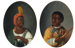 medievalpoc:  Dirck ValkenburgPortrait of a Young African Woman; Portrait of a Young African Man Holding a BowNetherlands (c. 1706)A pair, the first oil on canvas laid down on panel, the second oil on panel, both oval. each: 9 1/8  by 6 ¾  in.; 23.2