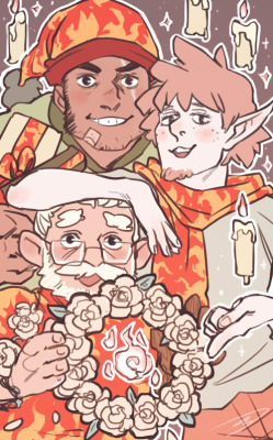Hey here’s some Candlenights The Adventure Zone I doodled for my twitter, plz enjoyPlz listen to it it’s very good And also listen to ep 282 of My Brother My Brother and Me to understand why they’re covered in flame decals And also listen to all