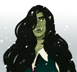 doodles-n-dragons:Half human, half orc, all hair, can’t lose. Alternately called: That’s What Braids Are For, or She’ll Be So Pretty And Miserable When It Snows.