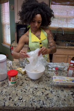 prettyperversion:  “Velveteen Cake”  There aren’t many images of black women cooking and looking sexy. I went to Google to find some ideas and reference materials and all I found were white women cooking in sexy poses. I couldn’t believe my eyes