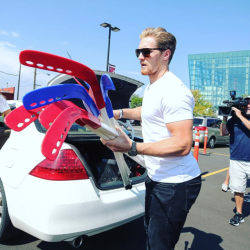 nhloffseason:coloradoavalanche: The Captain doing some preseason work: collecting donations at the giveSPORTS Equipment Drive.