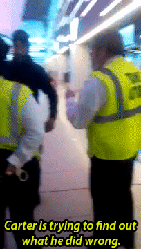 suicidemousemickey:     VIDEO SHOWS HOW DANCING IN PUBLIC IN THE POLICE STATE IS HAZARDOUS TO YOUR HEALTH  Brendan Carter was on his way to see his sick uncle last week when he was detained by multiple security officers in the public RTS bus station