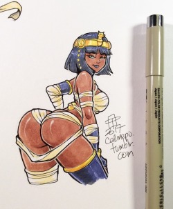 callmepo:  Menat tiny doodle - take 2.    It usually takes a few tries to figure out a character design and why she seems to be so popular… I think I have a good idea now.  &lt; |D’‘‘‘‘‘‘