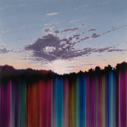 asylum-art:  The Streaked Skies of  by Shane McAdams Some art is lit from within.  These landscapes created with ballpoint pen, oil paint and resin by Shane McAdams are an ultimate example of the luminous.  Streaked skies like this make me want to