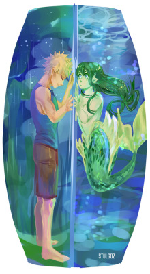 stulgoz: Anon said: Katsuyu for the rare pair! Maybe with mermaid au? Kacchan and Mer!tsuyu meeting for the first time with tsuyu in a large aquarium! Hands pressed against the glass ahhhhh    The green mermaid, a mythical creature which inhabits the