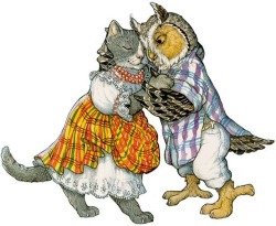 adriofthedead:  becdecorbin:  musetensil:  The Owl and the Pussycat  a cat and an owl, what an absurd setup!  aaa my great-grandmother used to read this story to me ;-; the illustrations in this book are fantastic  aaaaaaaa hi childhood