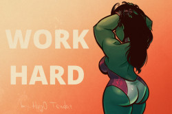 hugotendaz:    Work hard or go home :) She-Hulk Cartoon PinUp Twitter  Newgrounds   DeviantArt  Youtube    