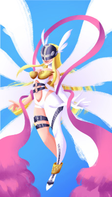 Quick Sketch I just did of my favorite Digimon ANGEWOMON!! I am so excited to see her in the reboot Digimon Adventure Tri :DD