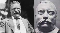 blondebrainpower:Death mask of Theodore Roosevelt Jr. was an American statesman, politician, conservationist, naturalist, and writer who served as the 26th president of the United States from 1901 to 1909. He served as the 25th vice president president