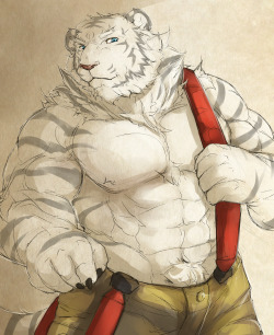ralphthefeline:  Well it has been a while since I uploaded something~! So one of the idea was a calendar fireman tiger Ralph, so I did one with him and the fireman pants. I must wonder if they actually wear anything inside. 