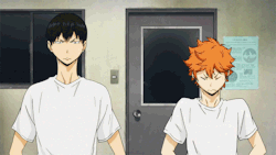 iwillstillopenthewindow: baka-ouji:  Hinata is starting to show a little habit in season 2  Kageyama doesn’t try to resist/move away even when Hinata pulls him down. He just listens. 