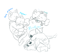 tender-tepid-tea:  couple of late night doodles. There was lots of talk about ut sans and us sans cuddles over @trashfontcesttrash and I couldn’t resist (with added kitty appendages!). and some surprise dom blueberry ;3Second set was just off the idea