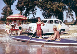 20th-century-man:  Advertising photo for the 1951 Opel Kapitän. 