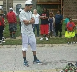 sancophaleague:  JCole went to Ferguson, Mo visiting the spot Mike Brown was killed at. He also made track in honor of Mike Brown!  Peace to the fallen and respect to those who represent them&hellip;.#weallthesame